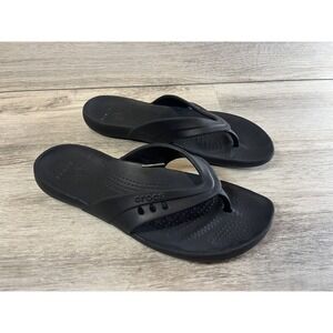 Crocs Womens Baya Thong Flip Flops Size‎ 9 Black Casual Neutral Lightweight